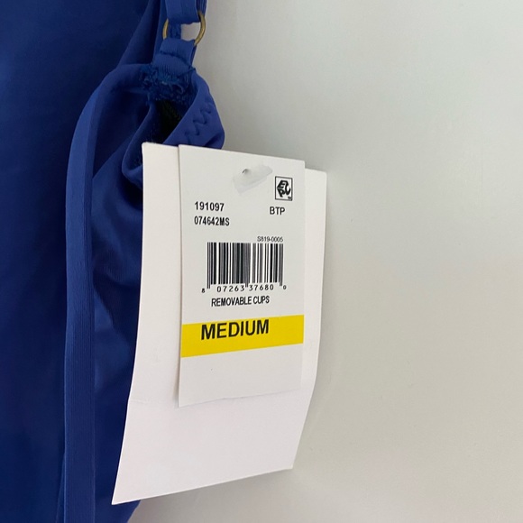 NWT Becca Socialite blue ruffle one piece swimsuit M - Picture 5 of 7